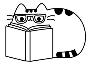 Kolorowanka online: Kolorowanka Pusheen czytający książkę